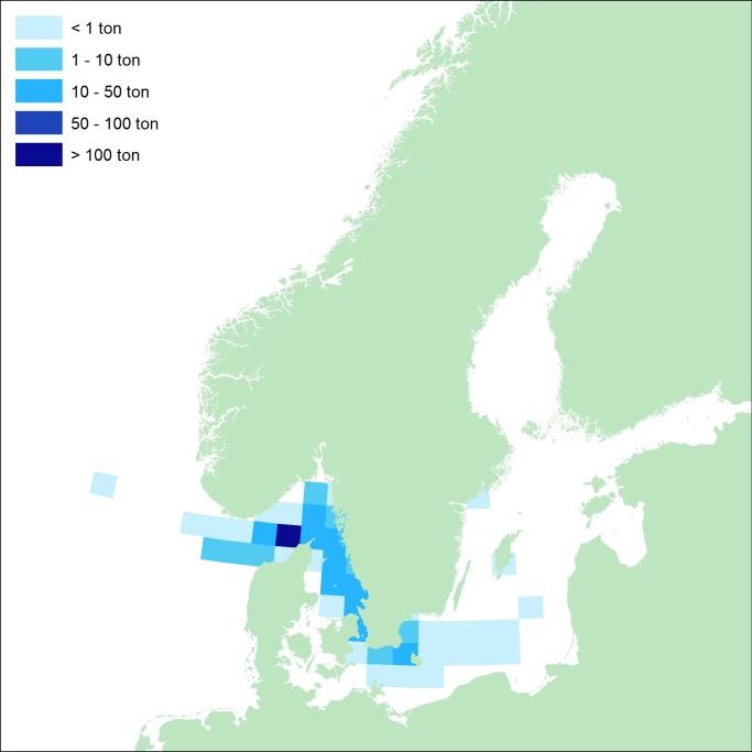 Östersjön Yrkesfiske De totala svenska landningarna av rödspätta i Östersjön (Ices-område 24 29) har minskat sedan år 27 från cirka 1 ton till omkring 4 ton 214.