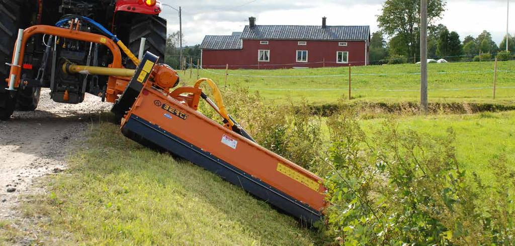 Bilden visar Berti TA220 Berti TA-LI och TA/TA-MI Klipper diken, slänter och sluttningar med resultat i världsklass Alla TA-maskinerna från Berti kan regleras så att arbetet utförs bakom traktorn