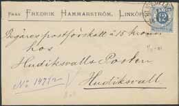 * 300:- 209K 33 20 öre på brev sänt från STOCKHOLM 12.9.1885 till Österrike. Transit PKXP No 2B UTR N 13.9.1885. Avlägsnat sigill från baksidan.