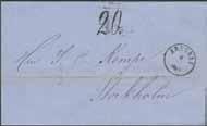 8 9 10 11 8K 9K Lösenstämpel 4 SK. STOCKHOLM 15.7.1857 på brev sänt pr ångf. Hudiksvall till Hudiksvall.
