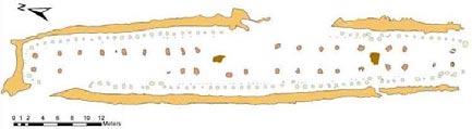 Ett hus av samma typ fast så långt som 61 meter grävdes ut i Missingen, Østfold, 2004 inför utbyggnaden av E18 (fig. 6).