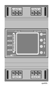 XPA-442-5 10 VA Utgångar: 0.5...1.5 mm 2 Analoga utgångar: 4 utgångar: 0-10VDC (10 ma), Noggrannhet: 100mV 0/4-20 ma, maximum 500 ohms, Noggrannhet: 200µA Utgångsnivån indikeras med 11 LEDs, 0-100%.