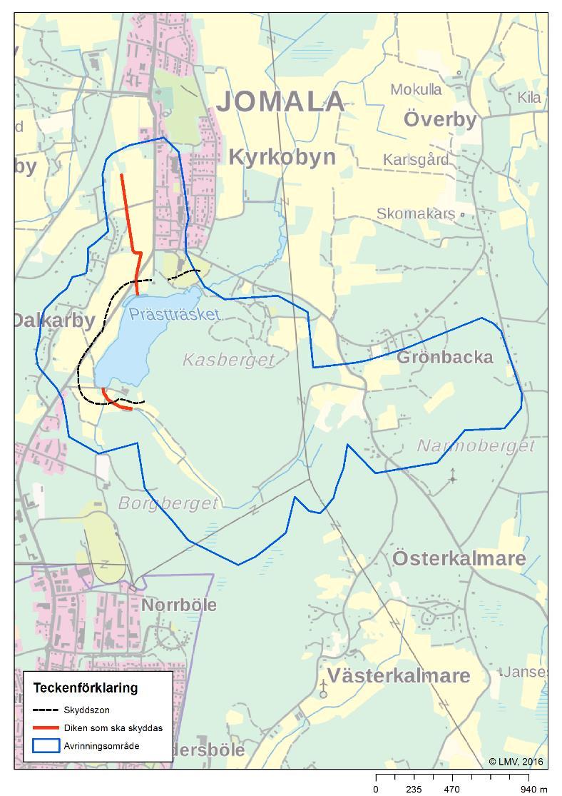 Dalkarby träsk (Prästträsket) Dalkarby träsk (Prästträsket) Skyddszon: Åkerområde högst 100 m från stranden. Ytgödsling utan omedelbar nedmyllning av gödseln är förbjudet.