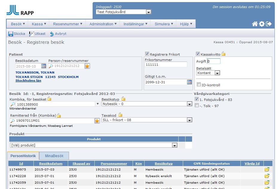 Att orientera sig i systemet Rapp är uppbyggt som en sida med flera flikar där olika funktioner är samlade.