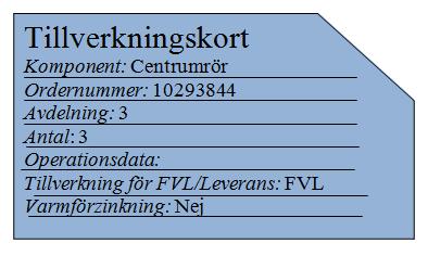 Även på avdelning 3 och 4 finns transportkort som ska fyllas i av produktionsledaren när komponenterna är färdigtillverkade för att skickas