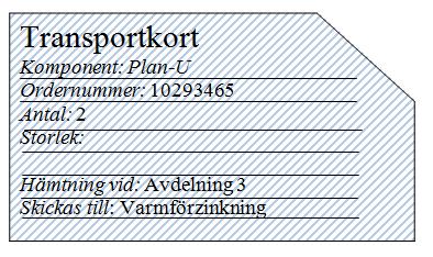 Sedan transporteras transportkortet och komponenten vidare till nästa avdelning. Var ordern ska skickas står angivet på transportkortet.
