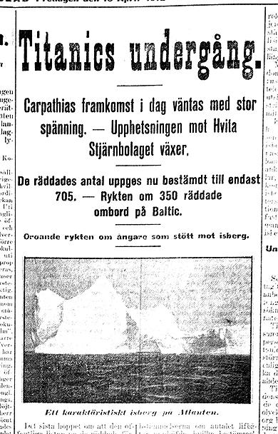 Ett dygn senare hade dock den hoppfulla tonen i nyhetstelegrammet bytts ut mot en mer sanningsenlig, och dyster, bild: Titanic har sjunkit och tusentals människor har drun knat.