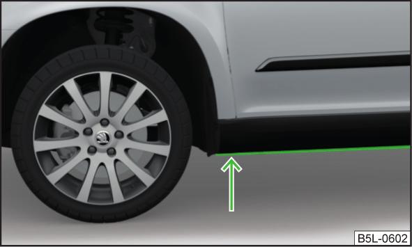 Körning genom vattensamlingar Vid körning utanför väg rekommenderar vi att aktivera OFF ROAD-läget» Sidan 137. Bild 115 Körning genom vattensamlingar Körning utomlands Inledning på sidan 132.