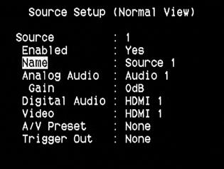 I Setup Meny har följande delar som kan ställas in Source Setup, Speaker Setup, Zone Setup, Trigger Setup, Listening Mode Setup, Display Setup och A/V Presets.