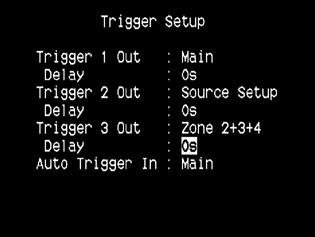 Hur du använder din T 175 SETUP MENY trigger inställningar (TRIGGER SETUP) T 175 har tre konfigurerbara +12V DC Trigger utgångar som kan användas till att aktivera en apparat eller ett system som den