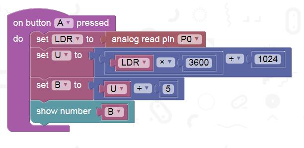 Om LDR:n har en resistans på 8 kω (dagsljus) så är spänningen över motståndet R1 enligt Ohms lag: R1 U = ( R LDR + R1 ) 3 V = ( 10 8 + 10 ) 3 V 1,67 V När ljusintensiteten minskar ökar resistansen