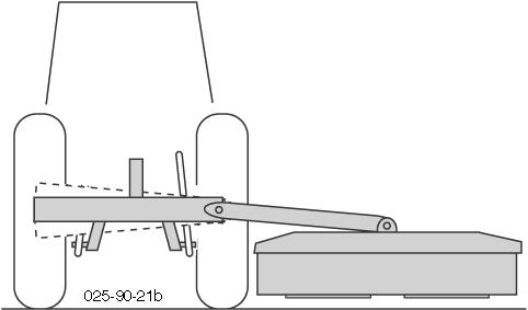 DRIFT Inställning för driften Täckskydd Traktorns hydraulik - täll in den nedre styrarmen till höger på H1 700 mm avstånd från marken. - Fixera traktorns hydraulik i denna position. Observera!