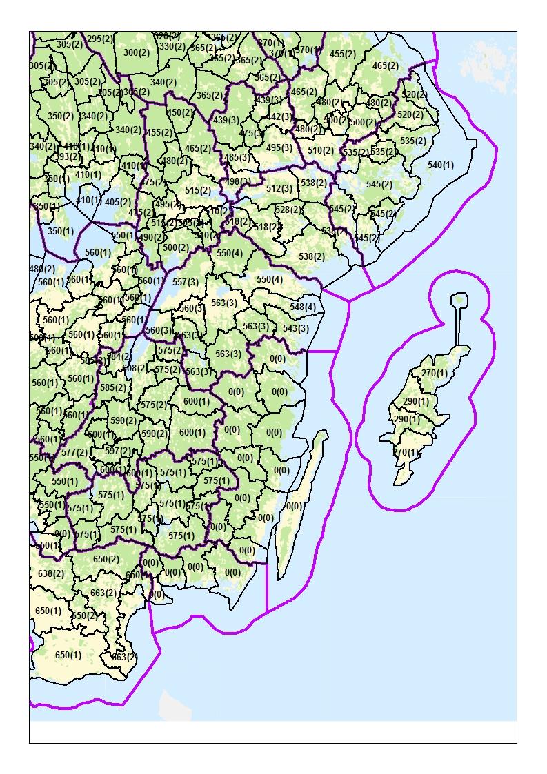 Län: Östergötland, Jönköping, Kalmar, Gotland. Skogsmark kr/m 3 sk.