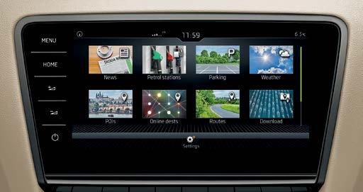 20 ŠKODA CONNECT: TA MED DIG ONLINE-VÄRLDEN UPPSTÄLLNINGSPLATS Få uppgifter i din telefon om din bils exakta position på stora parkeringsplatser var du än befinner dig, med adress,