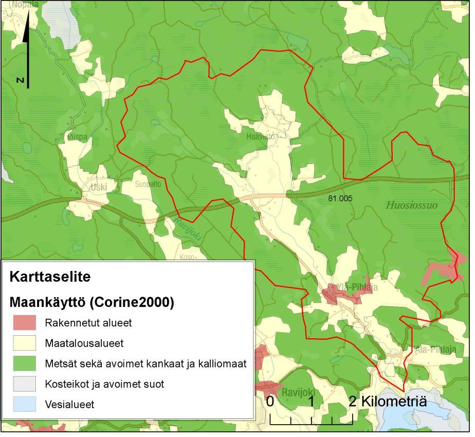 SYKE, EEA. Kaakkois-Suomen ELY-keskus; Affecto Finland Oy, Karttakeskus, Lupa L4659. Avrinningsområdet vid Pihlajanjoki (81.