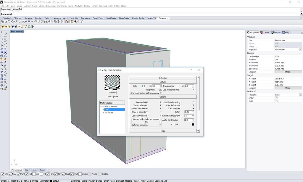 Skapa de material du önskar i VRAY:s material editor.