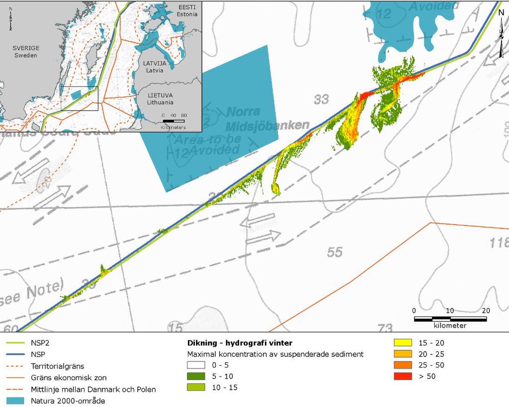 GEOLOGI, SEDIMENT OCH SEDIMENTSPRIDNING I Miljöredovisningen framgår: de geologiska förutsättningarna och de olika sedimenttyperna längs sträckningen modellering av sedimentspridning baserat på