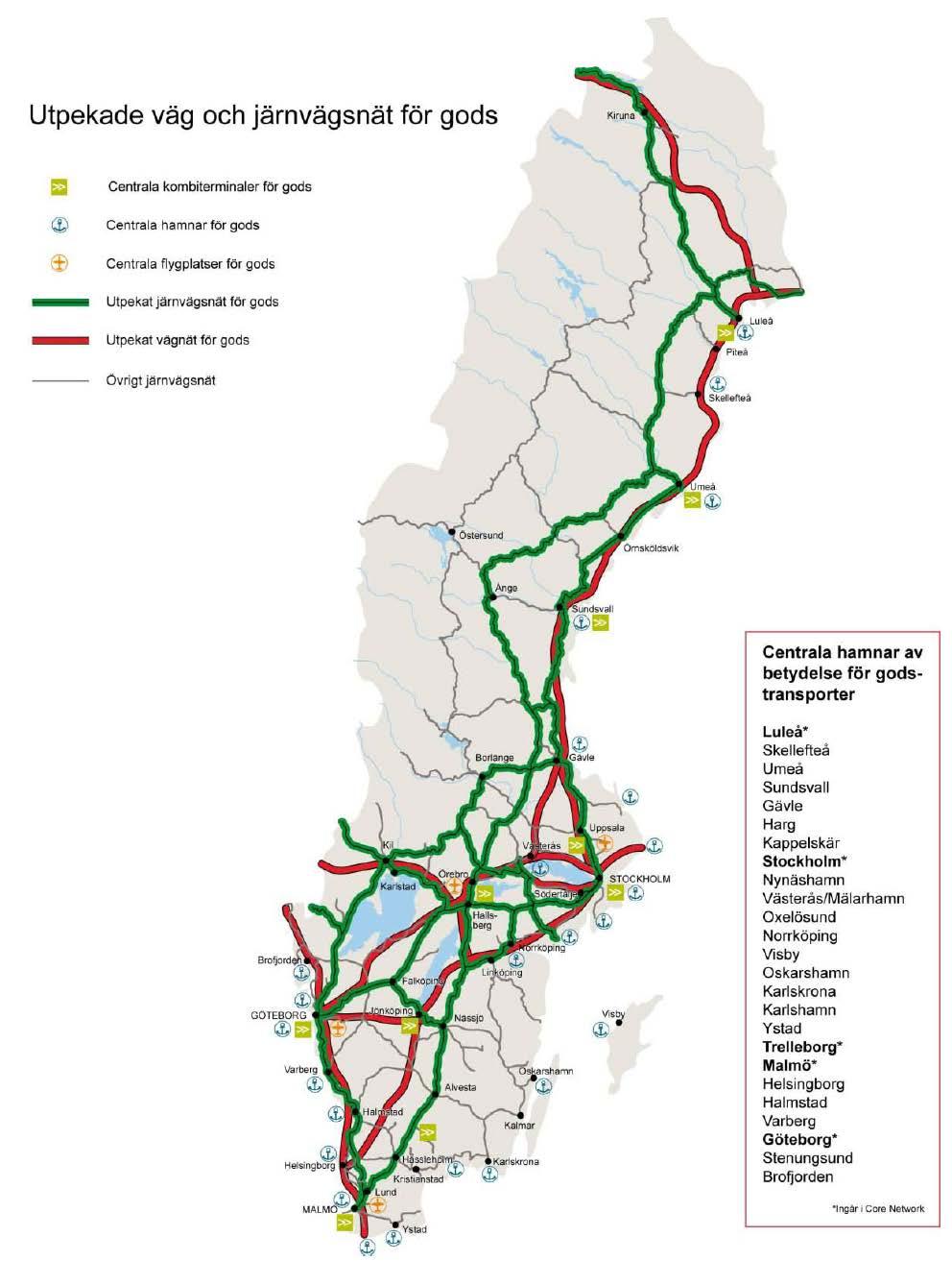 22 Kartan ovan visar hur de stora godsflöden ser ut i Östra Mellansverige, vilket understryker behovet av tillräcklig kapacitet på stråken genom Östergötland.