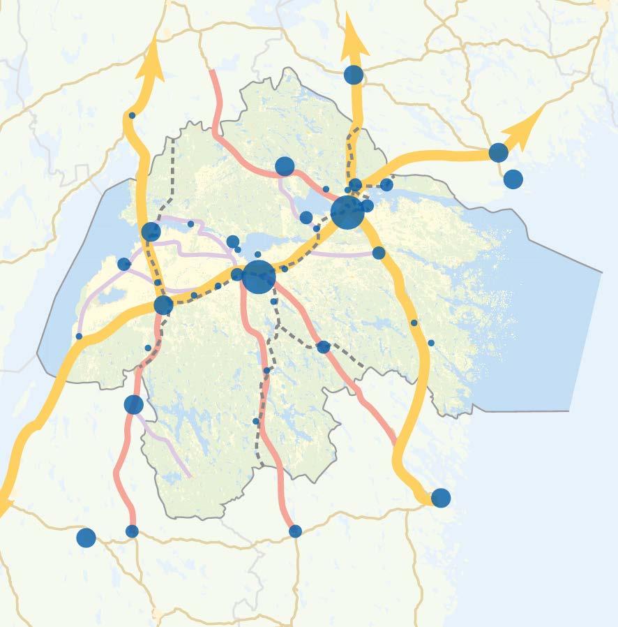 28 Karta 15: Regional ortstruktur (tätorter med > 1000 invånare) och regionalt betydelsefulla transportstråk (källa: Regional strukturbild Östergötland, 2016) 7.