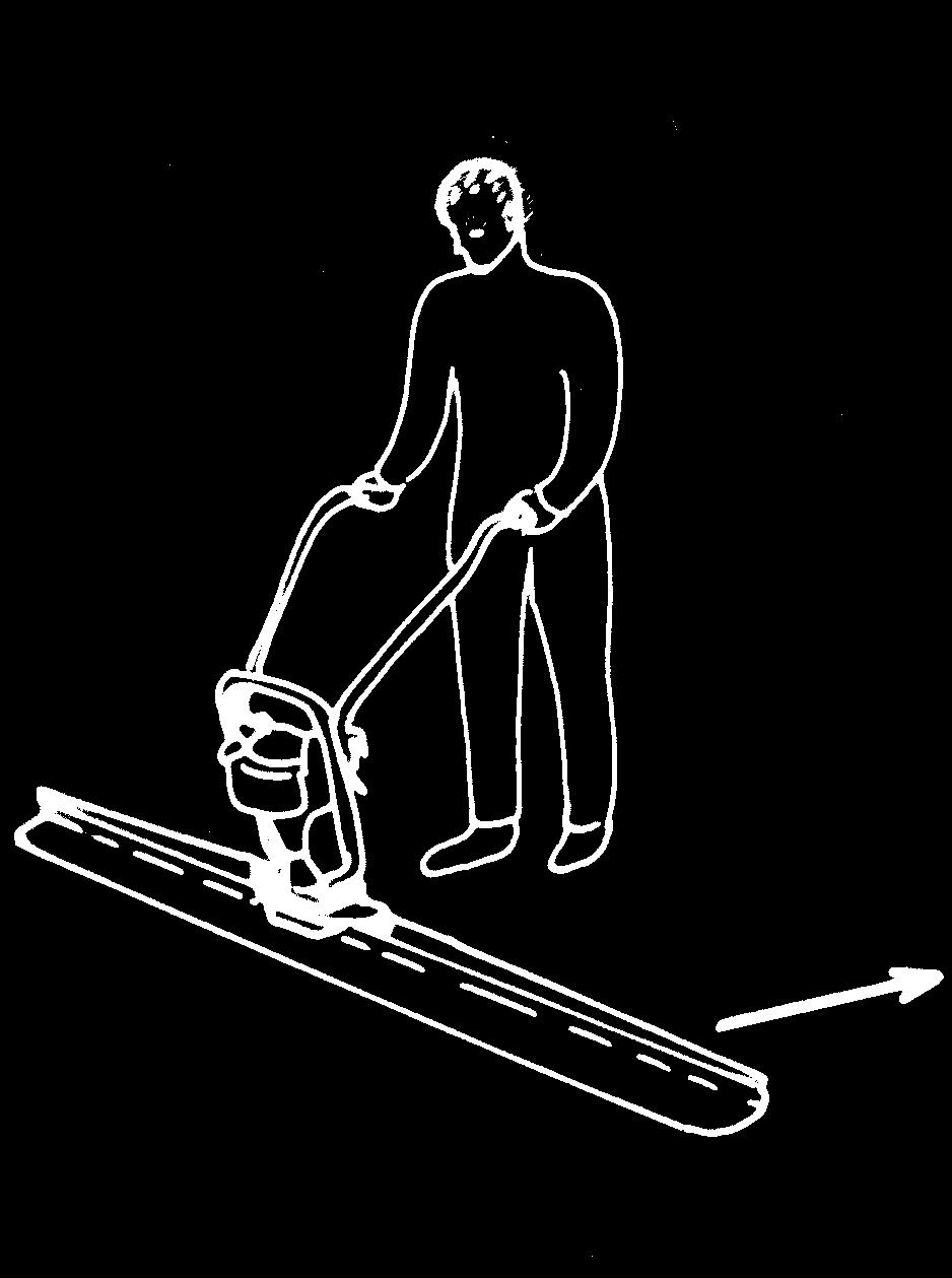 Stödet förhindrar maskinen att falla ner i betongen. 3. Starta motorn enligt instruktion och ställ in lämpligt varvtal.