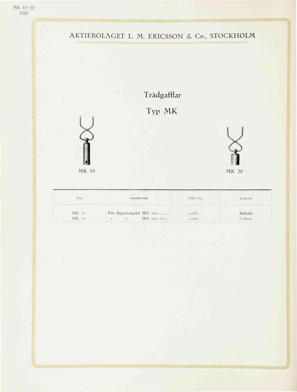 MK 10-20 AKTIEBOLAGET L. M. ERICSSON & Co.