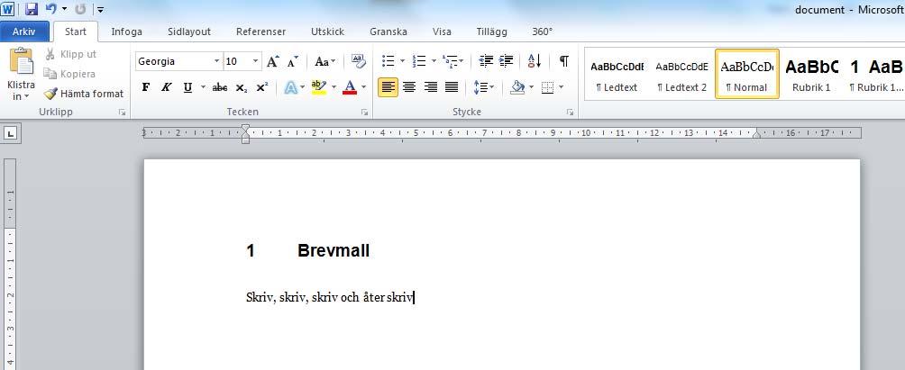 Dokumentet öppnas då i Word och är färdigt att