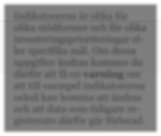 Indikatorer Indikatorerna är olika för olika stödformer och för olika investeringsprioriteringar eller specifika mål.