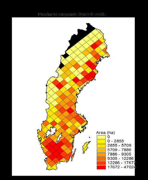 Sveriges landyta totalt 45 miljoner ha Skog täcker 24 SCB Dränerad