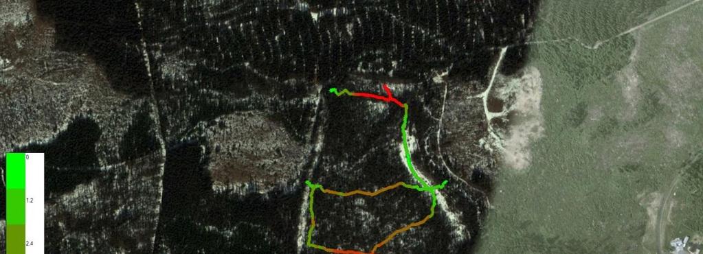 Hastigheten för radarvågorna i undersökningen har kalibrerats med hjälp av sticksonderingar i radarlinjerna, vilket gav en