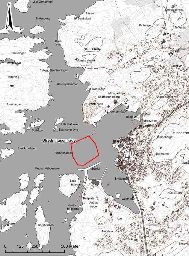 Södra hamnen i Skärhamn 7 Figur 3. Karta över utredningsområdet.