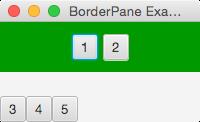 Exempel: Nästlade layouthanterare private Pane makescengraph(){ HBox topbox = new HBox(); topbox.setpadding(new Insets(12, 12, 12, 12)); topbox.setspacing(5); topbox.setalignment(pos.center); topbox.