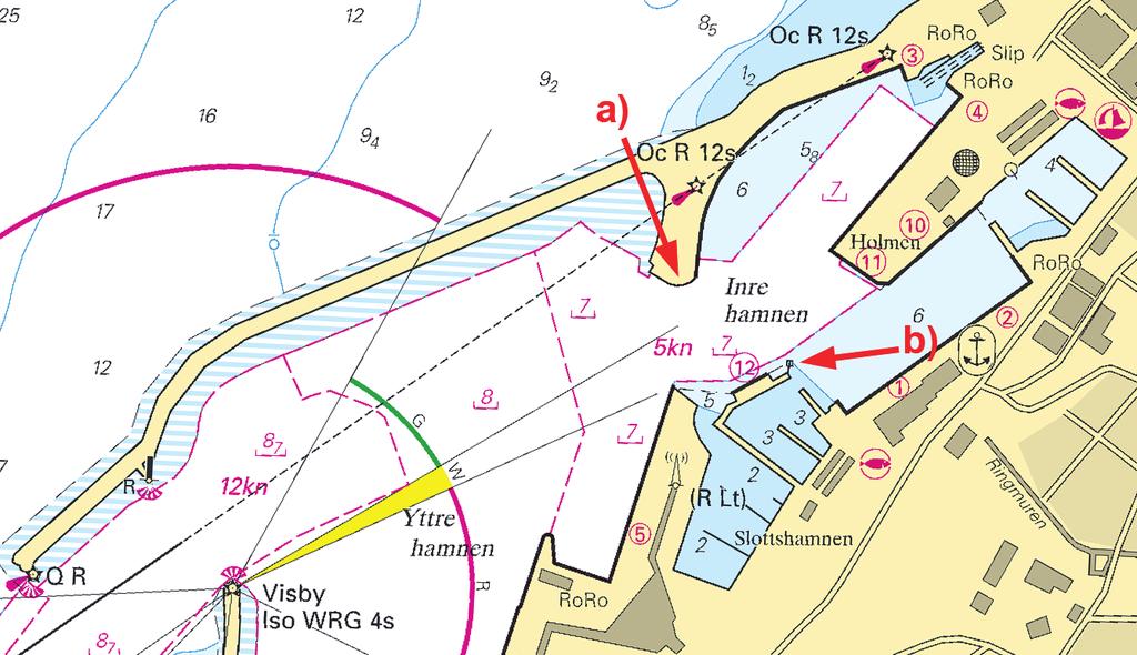 5 Nr 386 Mellersta Östersjön / Central Baltic * 7558 Sjökort/Chart: 731 Sverige. Mellersta Östersjön. Visby hamn. Pir avkortad. Djupinformation. Dykdalb etablerad.