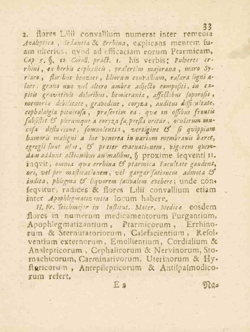 33 2, flore Lrtil ronvallium numerat inter remecha jnaleptica, Seddhtid& Srrhina, explicans menterr. lu> am ulterius. uv7,d ad officaciam eorum Prarmicam, 6K./-./., «? Q^,)//. praß. t.