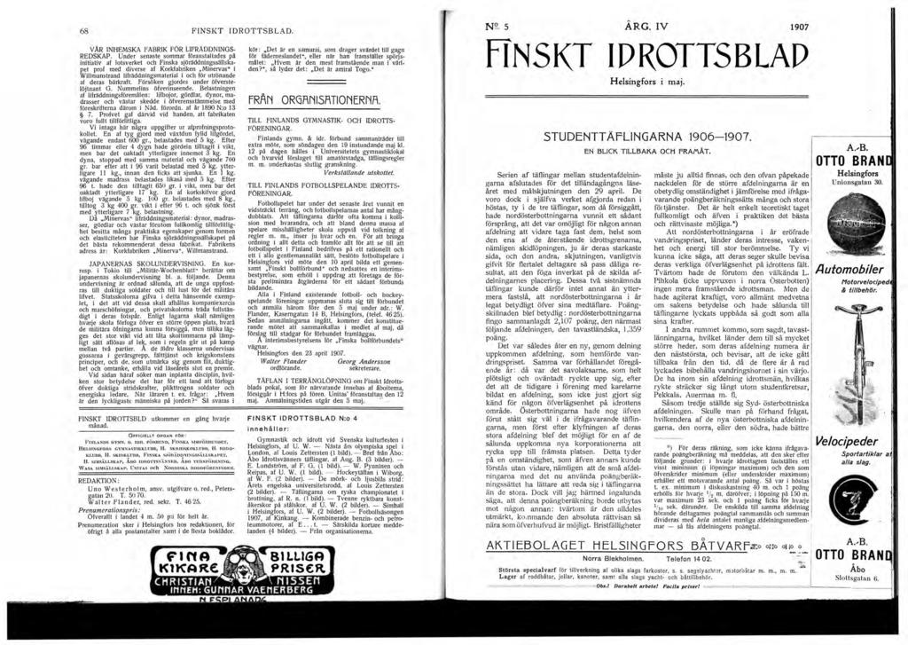 68 J:<INSKT IDROTTSBLAD. V ÅR INHEMSKA F ABRIK FÖR LIFRÄDDNINGS REDSKAP.