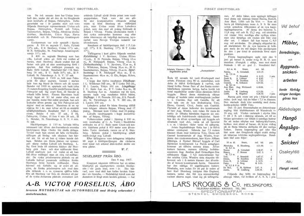 26 FINSKT IDROTTSBLAD. vas De två senaste åren har Unitas innehaft den, under det att den de tre förcgående åren innehafts af Reipas, Helsing fors.