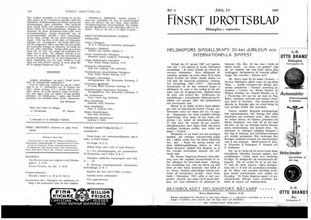 32 FINSKT IDROTTSBLAD. NR 9 ÅRG. IV 97 Herr Leykauf framställde nu ett förslag, att om fyra olika segrare på de 4 distanserna uppstodo, skulle den tillerkännas världsmästerskapet.