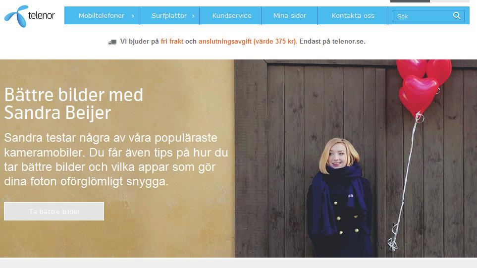 2.1 Registrera nytt konto via Mina Sidor 1. Öppna fliken Mina Sidor via Telenor.se 2.