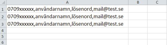 3. Fyll i inloggningsuppgifter för abonnemanget. Mail är frivillig. Registrerad mail används vid förlorade inloggningsuppgifter.