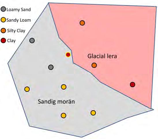 a b c d Figur 3. Framtagning av den nya jordartskartan. Som utgångsmaterial användes både punktdata och SGU:s jordartskarta (polygoner).