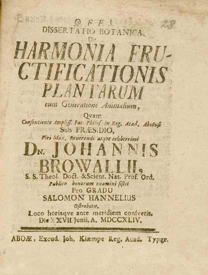 &.5' 5'.s. DISSERTATIO BOTANICA,, t)p åmmunia hku' PIJNTåRUM ;' mm GzmmtwM Animdium. Qv^rrt Cwfennente Awpiiff, Fac p&ifof in Reg. JCAd, Ahoe'ao Sub rk^bwio. FiriMax, Reverendi /,/^fe ee/eöe^/m/ Dn.