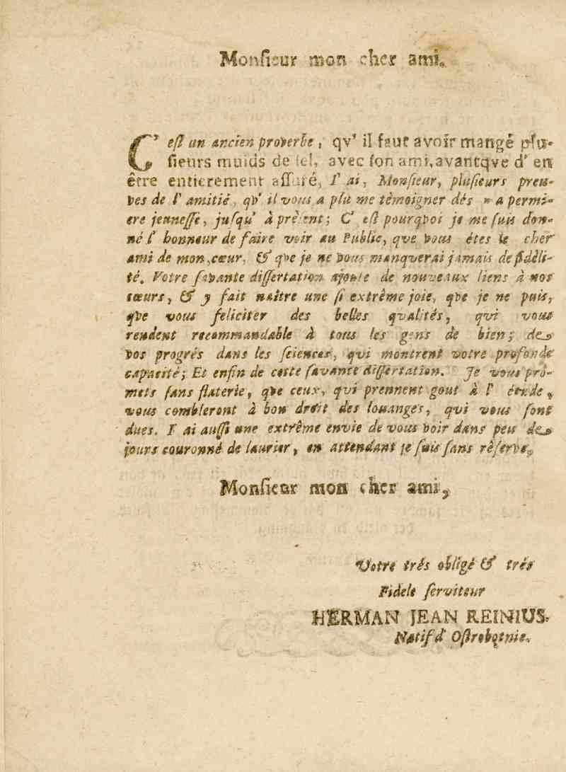 Monfieur Man dier Bmi. /"* ef! en ar.cien promerbe, qv' i! fssuk gvoir rnznsse p-sss' \jf iletirs rnusus de (el, avéc ton '»n::i.3v3nrqve åt «n éfre enticrement affuré, f as.