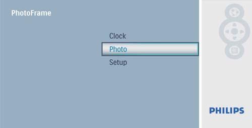 4 Foto Mainkan foto 1 Dalam menu utama, pilih [Photo] dan kemudian tekan untuk Urus foto/tayangan slaid Anda boleh menguruskan foto atau tetapan tayangan slaid dalam