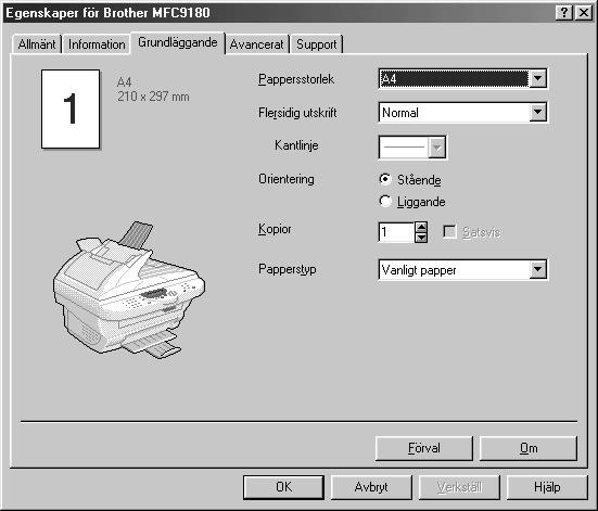 12 Inställningar av skrivardrivrutiner (endast Windows ) Använda skrivardrivrutinen Brother MFC-9180 En skrivardrivrutin är en programvara som med hjälp av skrivarkommadospråk eller