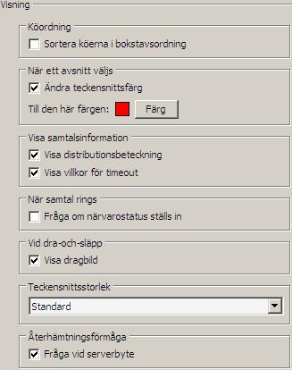 Visning Kapitel 2 Anpassa Cisco Unified Attendant Console Teckensnittsstorlek Med det här alternativet kan du ändra teckensnittsstorleken i Cisco Unified Attendant Console-gränssnittet så att det