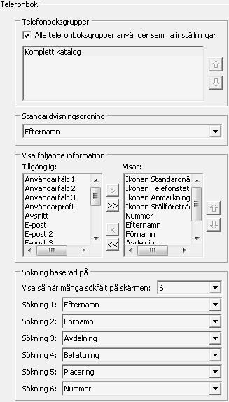 Telefonbok Kapitel 2 Anpassa Cisco Unified Attendant Console I Bild 2-9 visas alternativen som kan konfigureras på fliken Intern telefonbok.