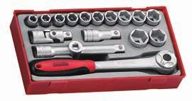 Teng Tools Nr: TT1218-6 Artikelnummer: 39180203 Skruvmejselsats Marknadspris: 1 510:- 24-delars hylsnyckelsats med standardkrafthylsor (1/4"- och 3/8"-fäste) och djupa krafthylsor (3/8"-fäste)