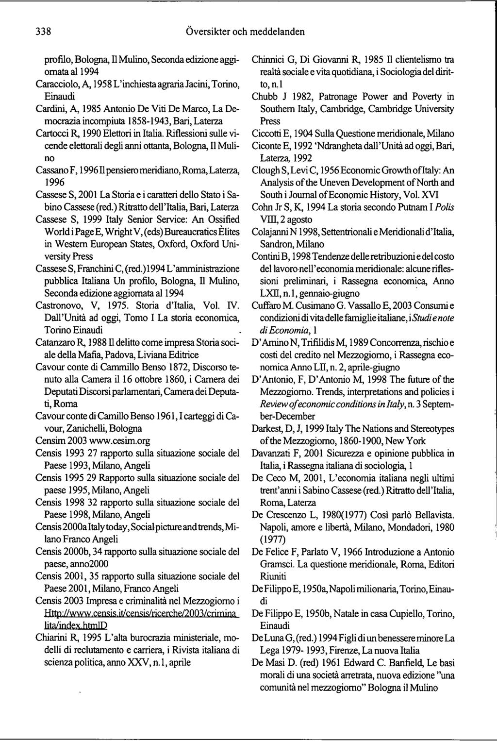 338 Översikter och meddelanden profilo, Bologna, H Mulino, Seconda edizione aggiornata al 1994 Caracciolo, A, 1958 L'inchiesta agraria Jacini, Torino, Einaudi Cardini, A, 1985 Antonio De Viti De