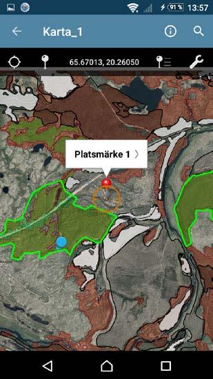 Så här fungerar det i Android: Du skapar punktdatalagret när du lägger in den första platsmarkören på kartan.