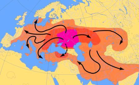 Indoeuropeiska språk Hypotetisk spridning av indo-europeer (demisk diffussion) och/eller deras språk (kulturell diffussion) 4000-1000 f.