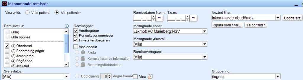 Var uppmärksam på om det längst ner i frågeställningen står Patient med ökad risk för akut återinläggning, i dessa fall måste patienten ringas upp inom två arbetsdagar.